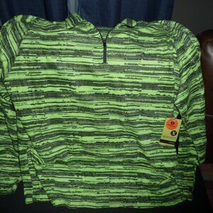 Zippered Collar Long Sleeve Men's XXL Lime Green Top, 100% Polyester, NWT